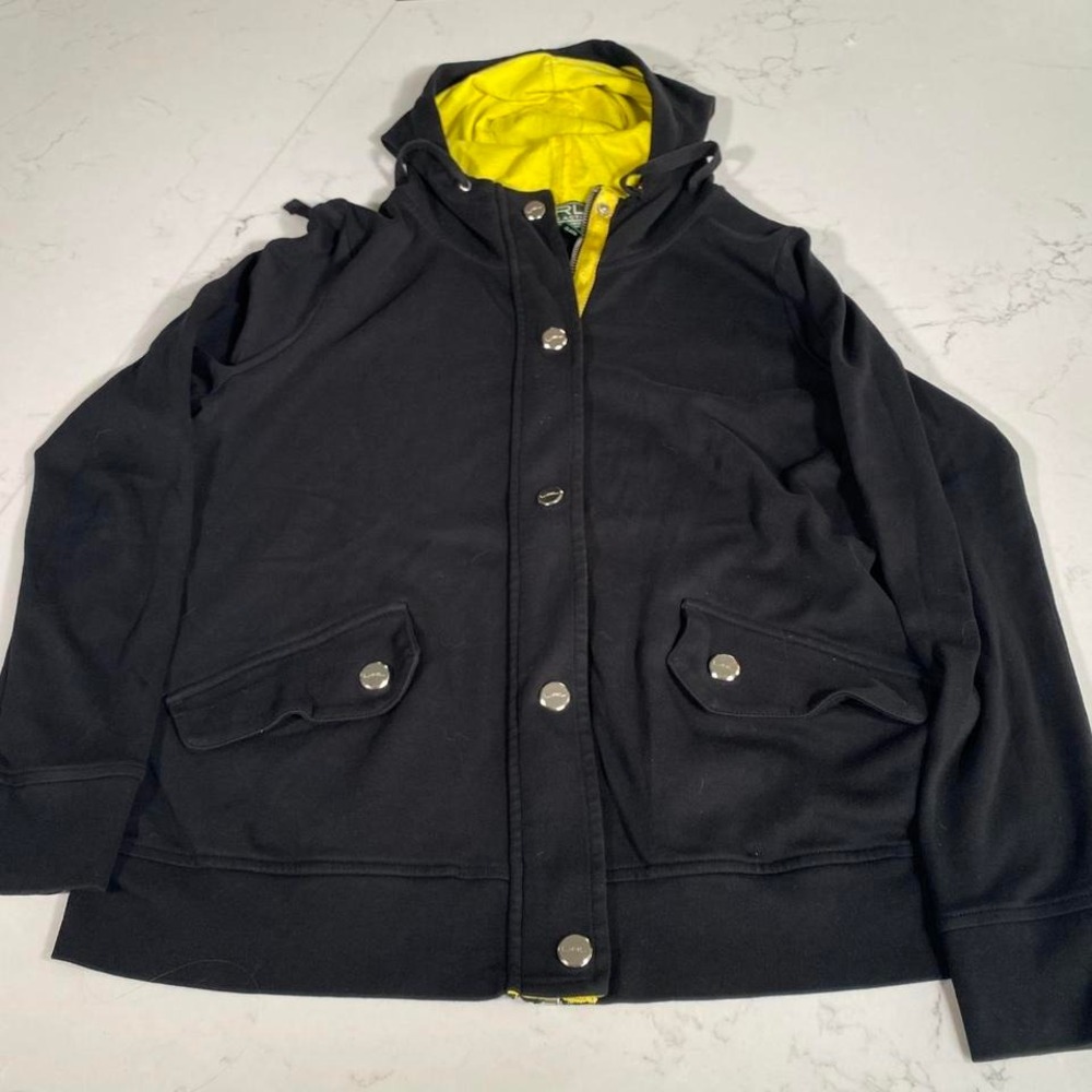 Lauren Ralph Lauren Active‎ Hoodie Jacket Black Yellow Size L